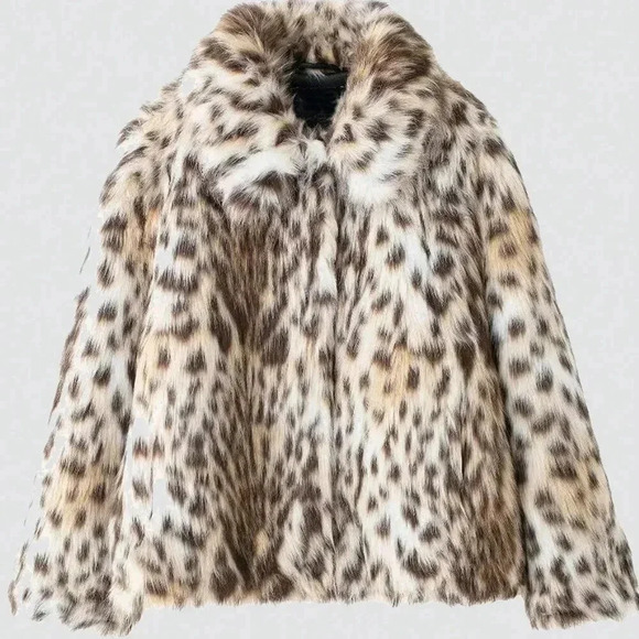 Multicolor Casual Women's Chic Leopard Fluffy Short Jacket - Picture 6 of 10